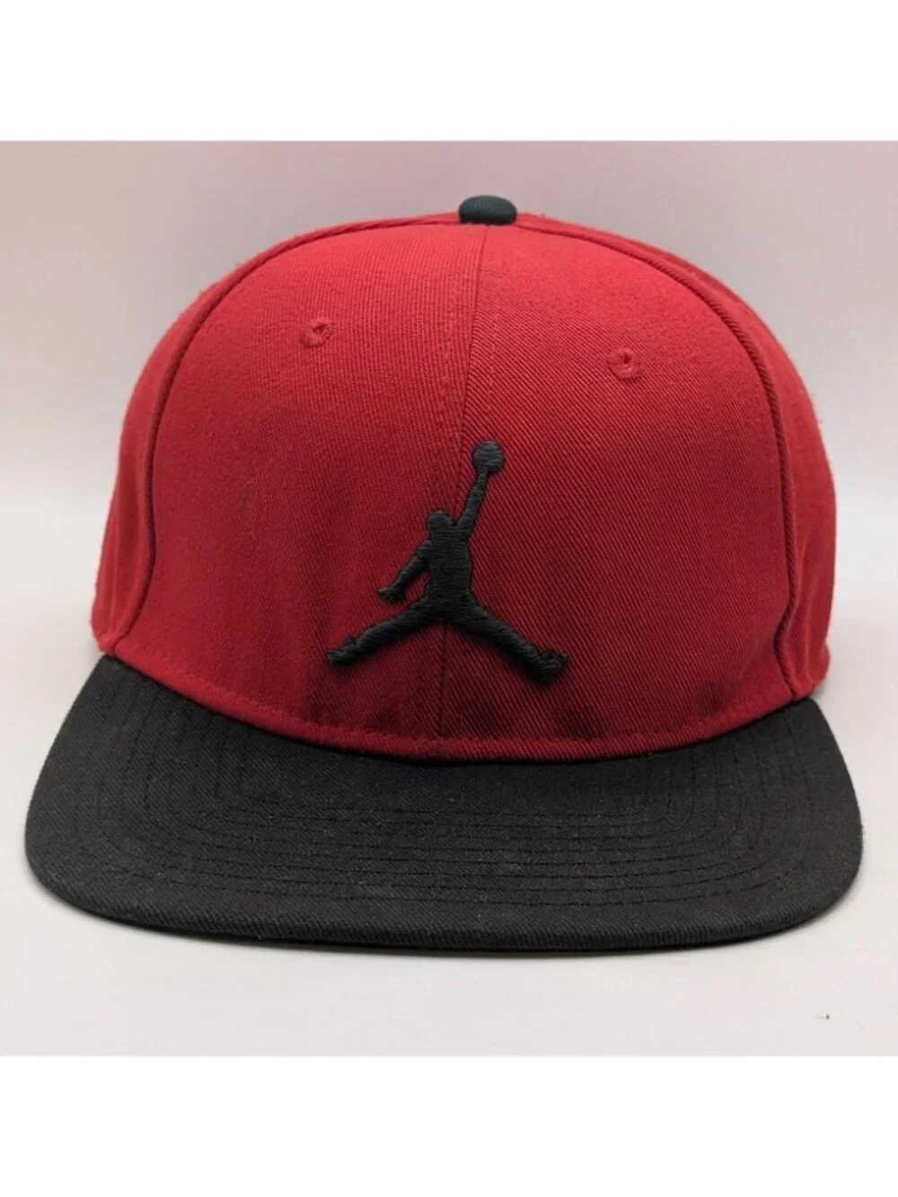 Vintage Air Jordan Jumpman Snapback Hat Red Black Flat Bill Adult OSFM 90s Y2K